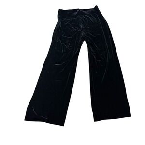 Susan Graver Style Black Velvet Wide Leg Pants PXL Polyester Spandex Pull On NWT